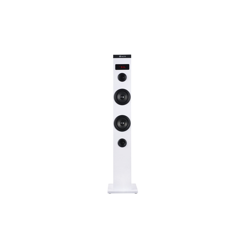 NGS - Torre de Sonido Sky Charm White - 50W - Bluetooth - USB/Radio FM/Aux - Blanca