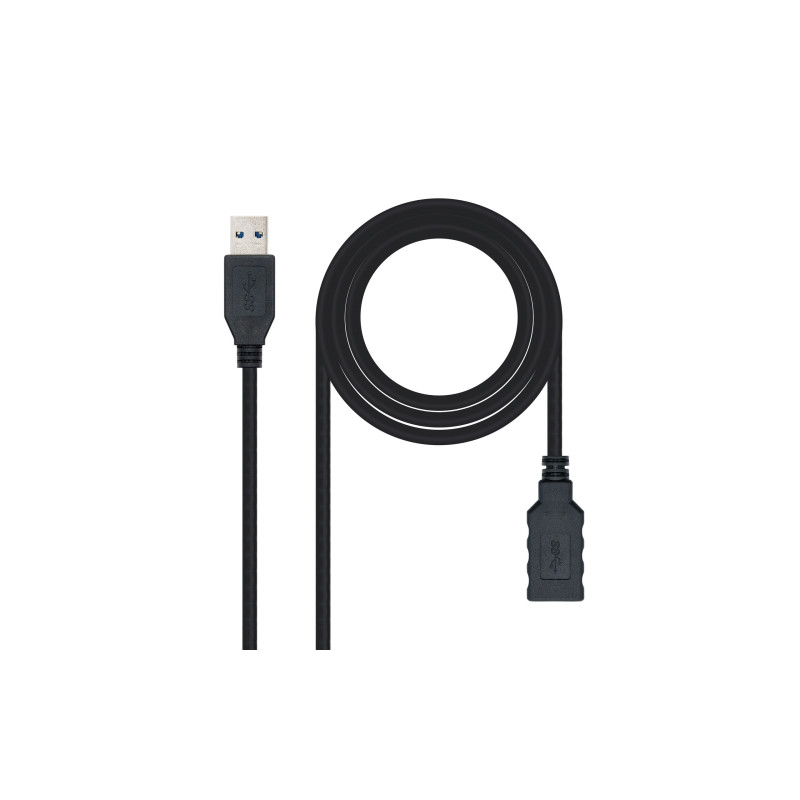 Nanocable - Cable alargador USB 3.0 - Tipo A/M-A/H - Negro - 3.0m