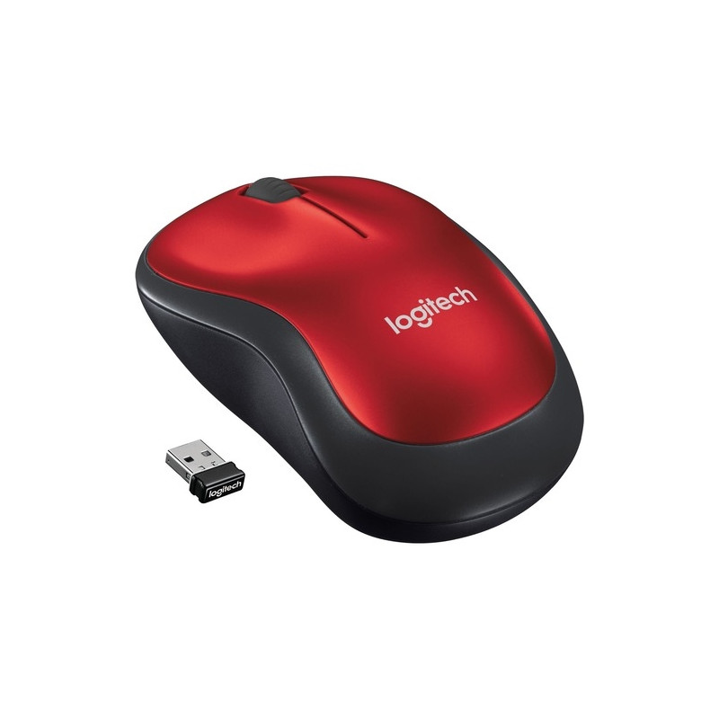 Logitech - Ratón inalámbrico M185 - Wireless - Rojo