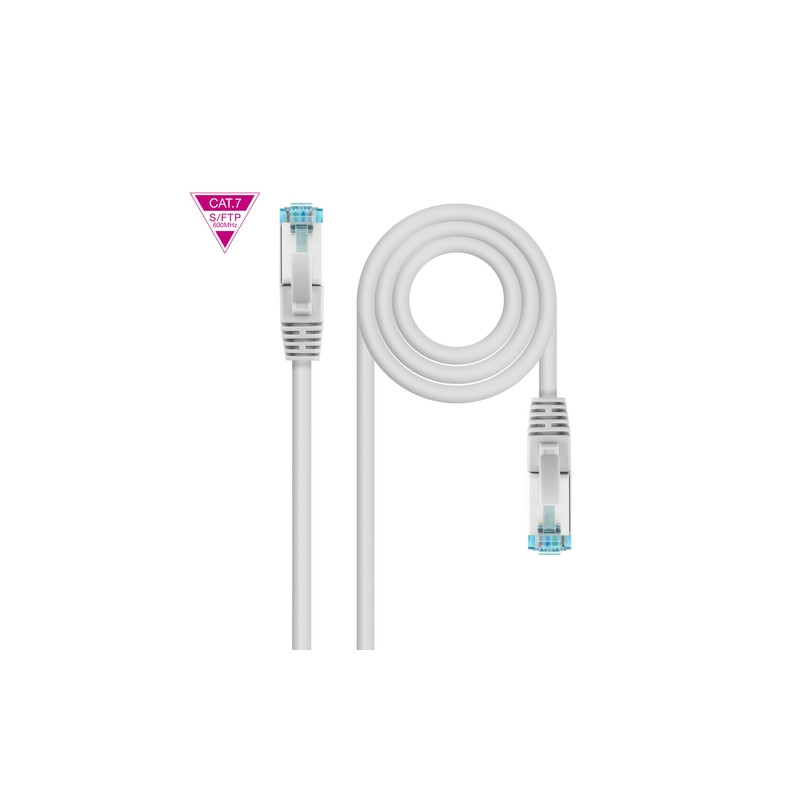 Cable de Red Latiguillo Cat.7 600MHZ LSZH SFTP PIMF AWG26, Blanco, 50 cm