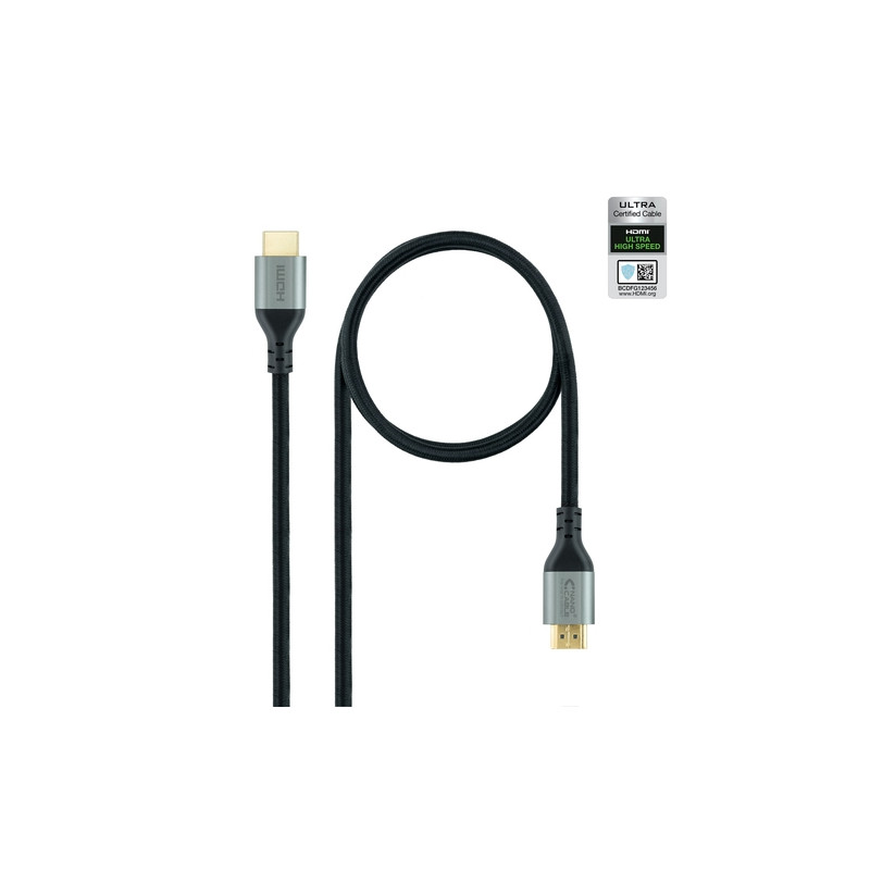 Nanocable - Cable HDMI 2.1 Certificado Ultra HS M-M - Negro - 2 M - Conector de aluminio de alta calidad blindado en oro