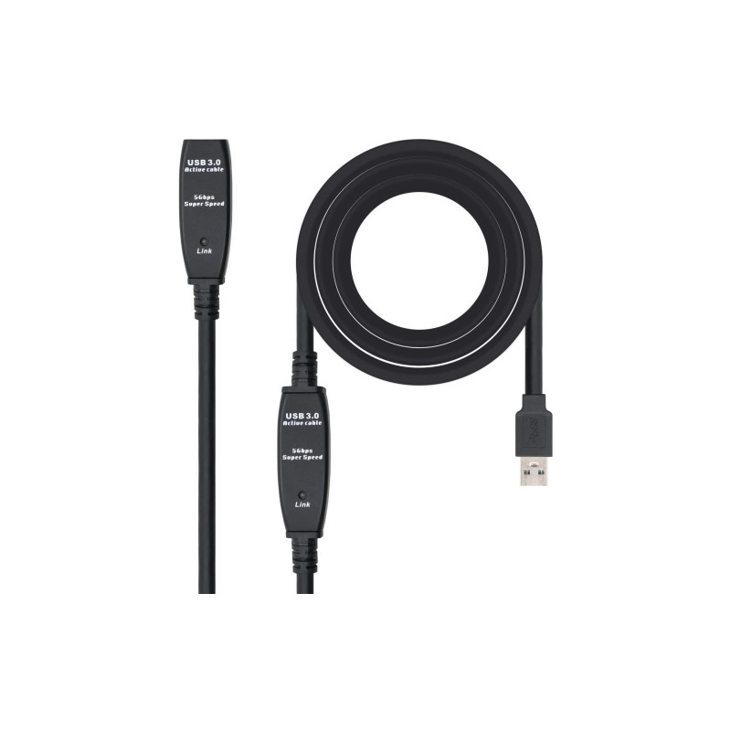 Nanocable - Cable USB 3.0 prolongador con amplificador - tipo A/M-A/H - 15m