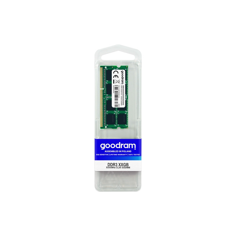 Goodram GR1600S3V64L11/8G - DDR3L SODIMM - 8GB - 1600 Mhz - PC3L-12800 - 1,35V - CL11 - Sin búfer - 204-clavijas