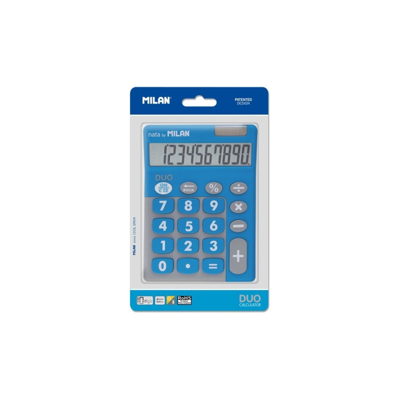 MILAN CALCULADORA TOUCH DUO 10 DIGITOS DUAL BLISTER AZUL