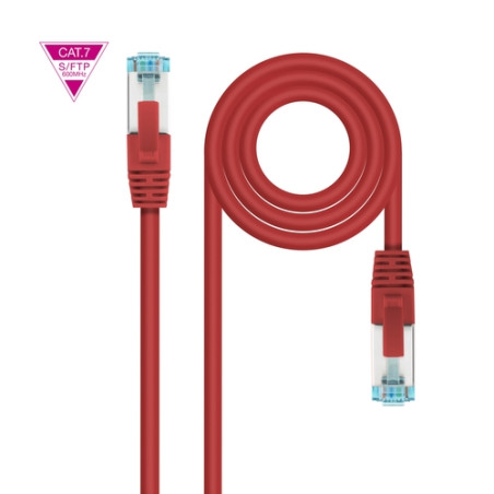 Cable de Red Latiguillo Cat.7 600MHZ LSZH SFTP PIMF AWG26, Rojo, 2 m