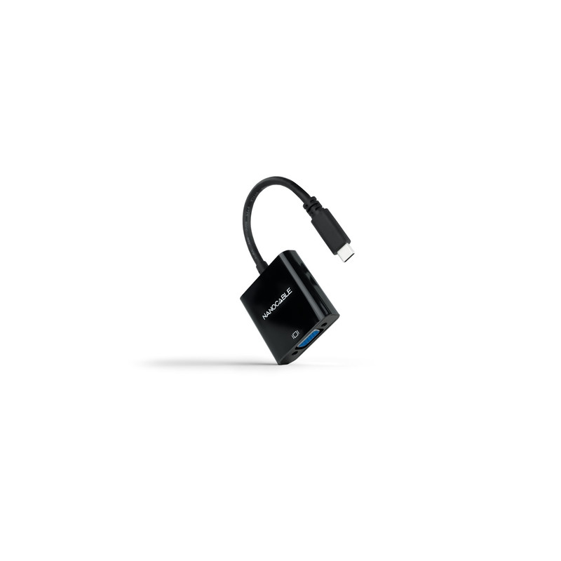 Nanocable - Conversor USB-C a VGA, USB-C/M-VGA/H, Plástico, Color Negro, 10 cm