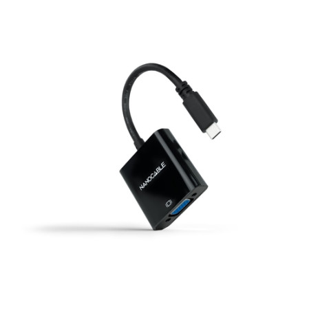 Nanocable - Conversor USB-C a VGA, USB-C/M-VGA/H, Plástico, Color Negro, 10 cm