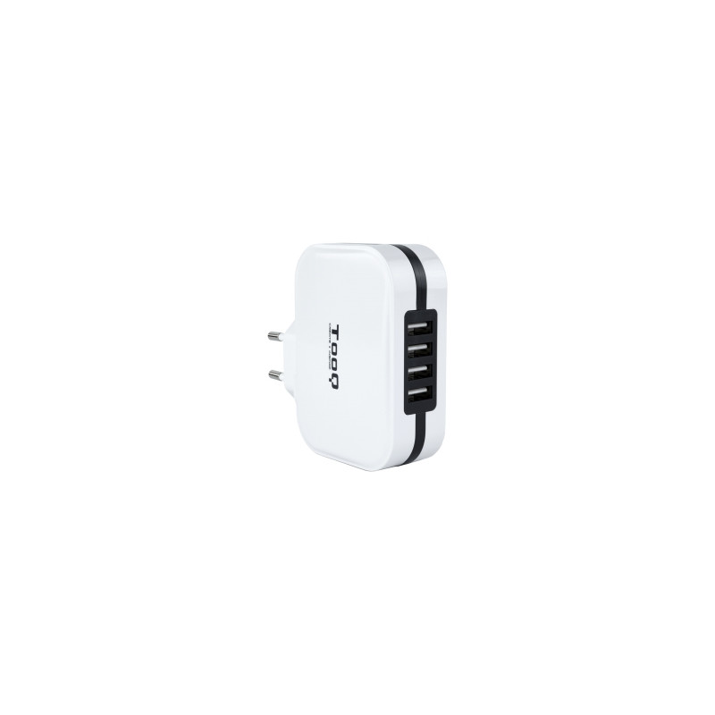 Tooq Cargador de Pared 4x USB 2.0 - Tecnologia AI - Color Blanco