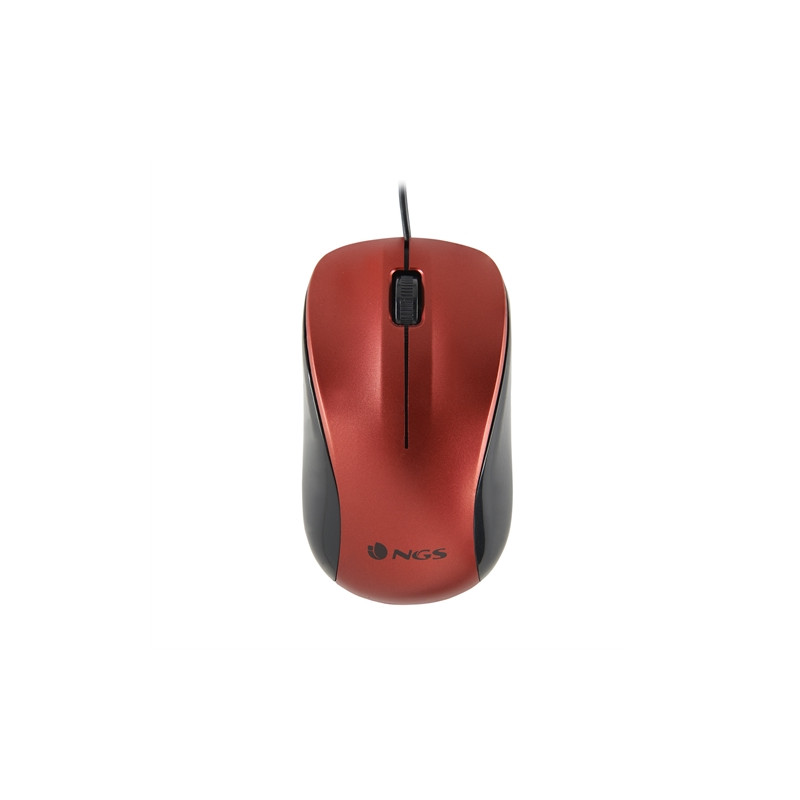 NGS - Ratón óptico Wired Mouse Crew - Con cable - 1200 DPI - Rojo