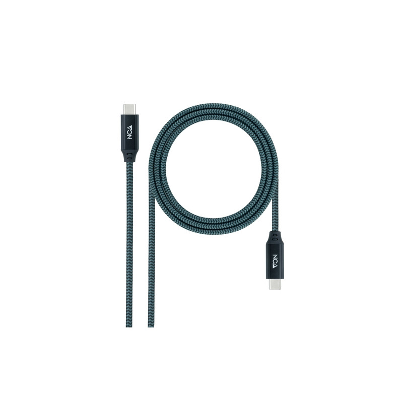 Cable usb 3.2 nanocable 10.01.4302-comb usb tipo-c macho usb tipo-c macho 2m gris y negro