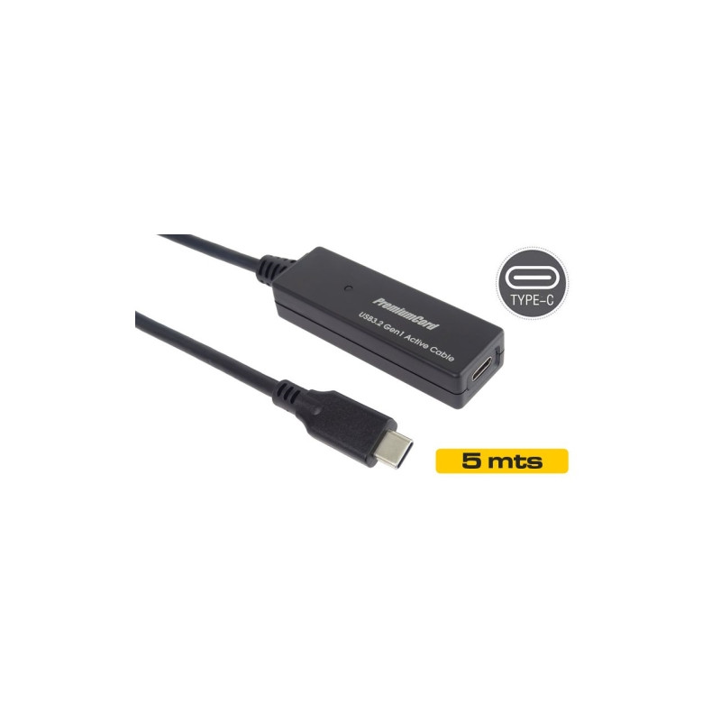 Cable USB extensor 3.1 C Macho - USB 3.1 C Hembra Gen1 - 5 m - Negro