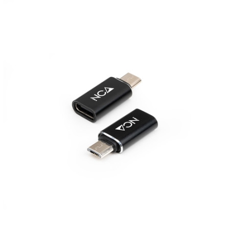 ADAPTADOR MICRO USB/M A USB-C/H, ALUMINIO NEGRO