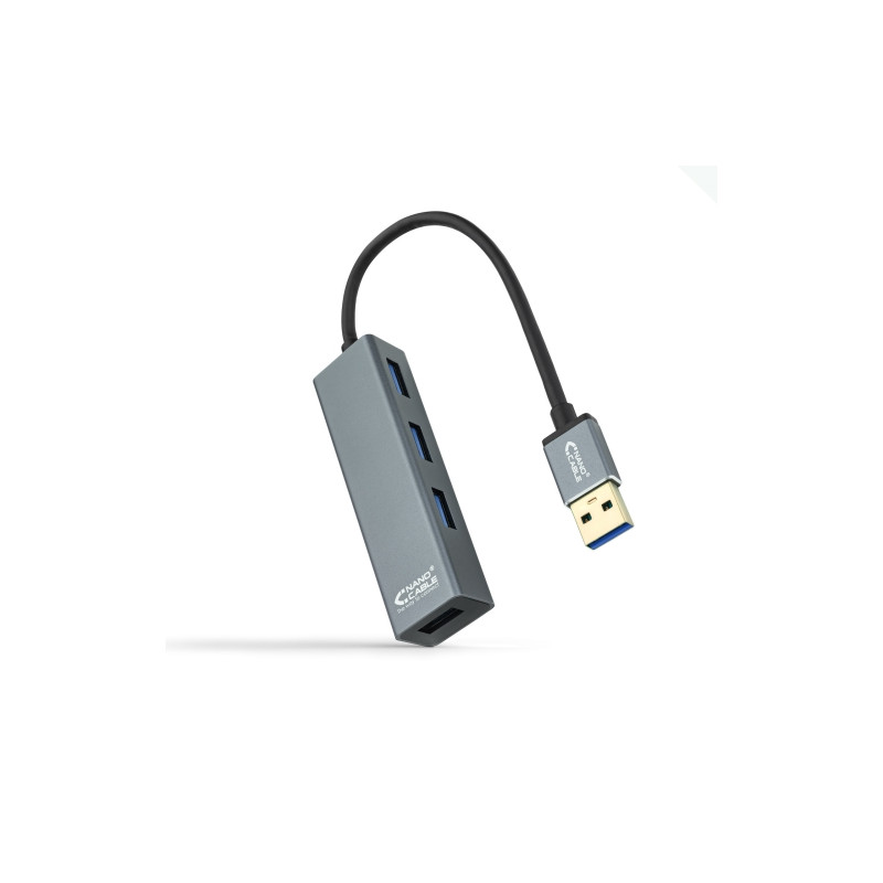 Nanocable - Hub USB 3.0 - 4xUSB 3.0 USB-A/M-USB 3.0/H - Gris - 10 cm