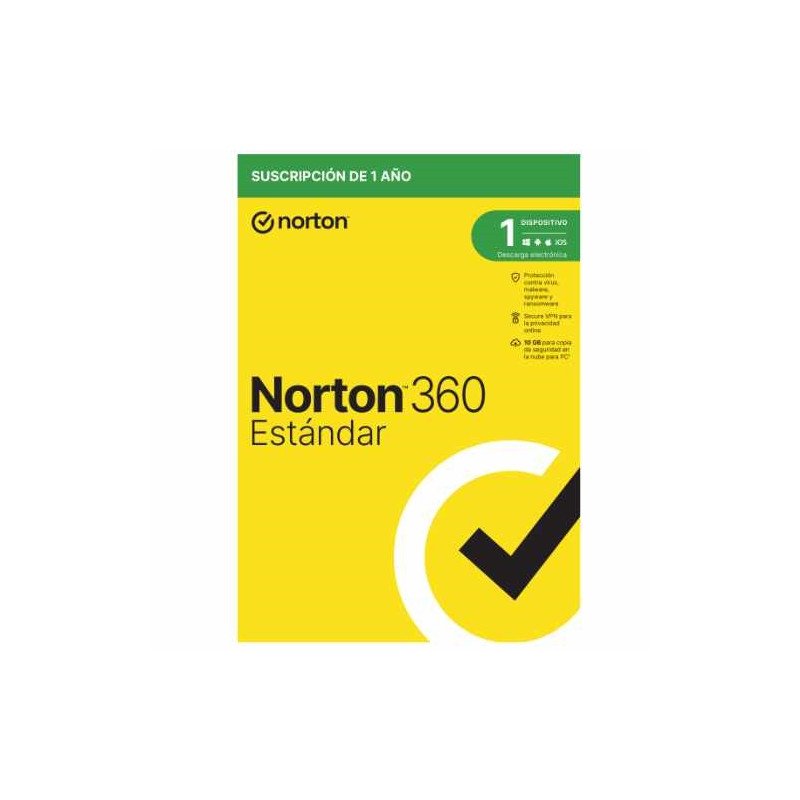 Norton 360 Standard - Antivirus - 10GB almacenamiento - 1 usuario - 1 dispositivo - 12 meses - ESD licencia electrónica