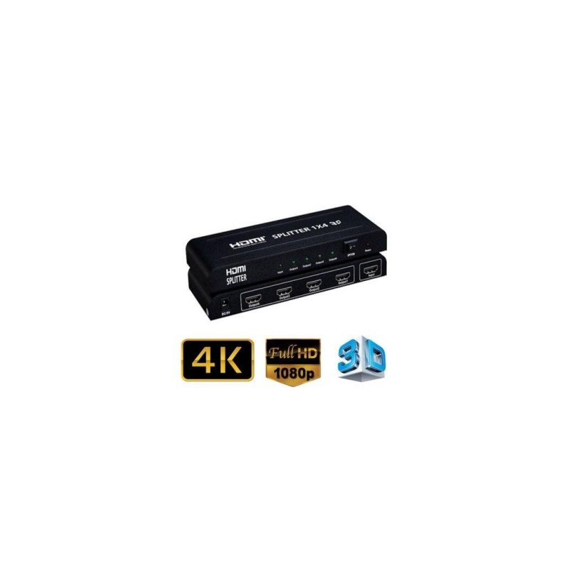 Multiplicador 4 salidas HDMI 4K Full HD 3D - 15 metros - 5V