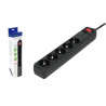 Regleta de 5 tomas con interruptor negro - Cable 3 metros - 16A