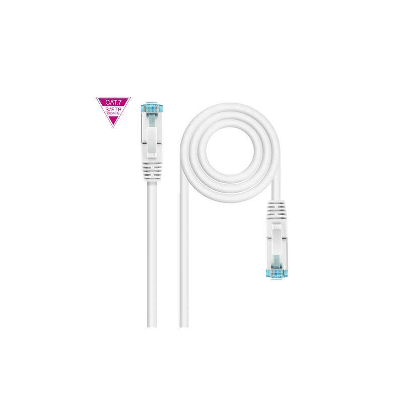 Cable de Red Latiguillo Cat.7 600MHZ LSZH SFTP PIMF AWG26, Blanco, 1 m