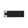 Kingston - DataTraveler 70 Memoria USB 64GB - USB-C 3.2 Gen 1 - Con Tapa - Enganche para Llavero - Color Negro