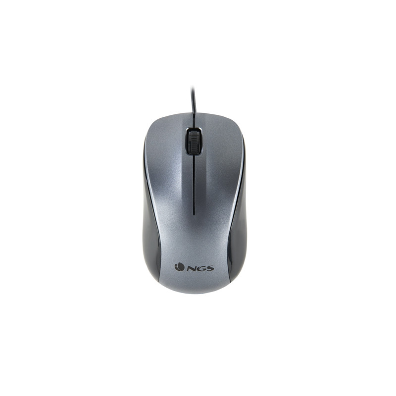 NGS - Ratón óptico Wired Mouse Crew - Con cable - 1200 DPI - Gris