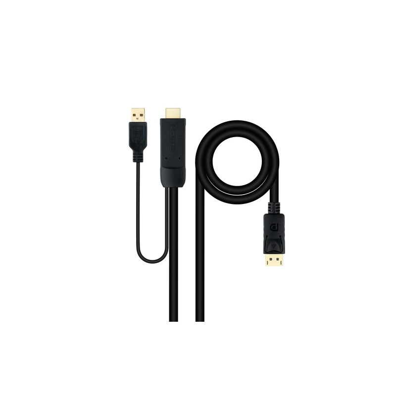 CABLE CONVERSOR HDMI A DP, HDMI/M-DP/M NEGRO 1.8 M