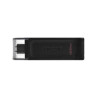 Kingston - DataTraveler 70 Memoria USB 128GB - USB-C 3.2 Gen 1 - Con Tapa - Enganche para Llavero - Color Negro