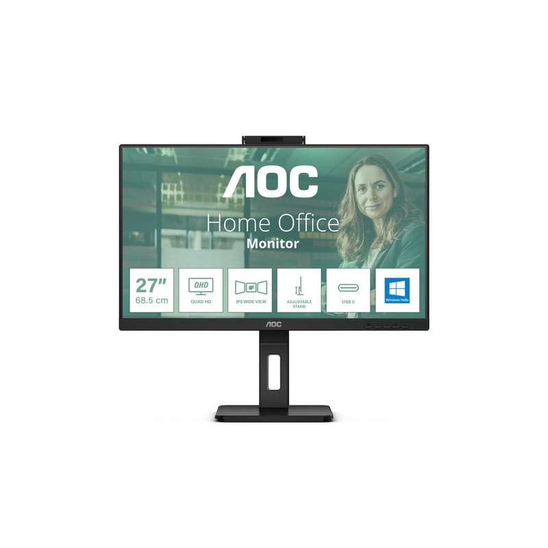 Monitor Profesional AOC 24P3QW 23.8"/ Full HD/ Webcam/ Multimedia/ Negro