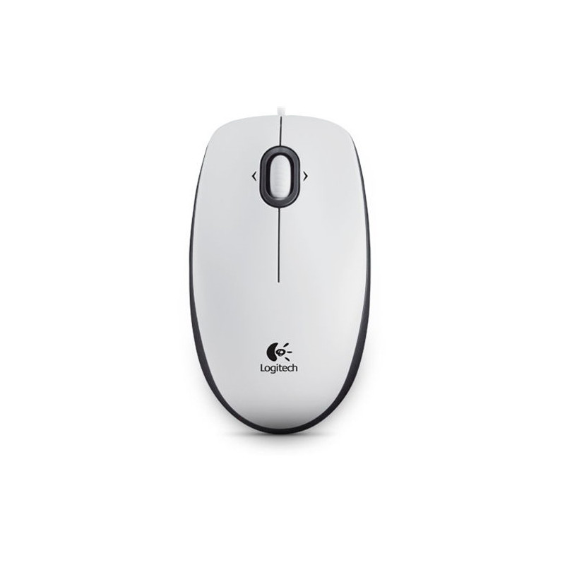 Logitech B100 - Ratón - óptico - 3 buttons - cableado - USB - blanco