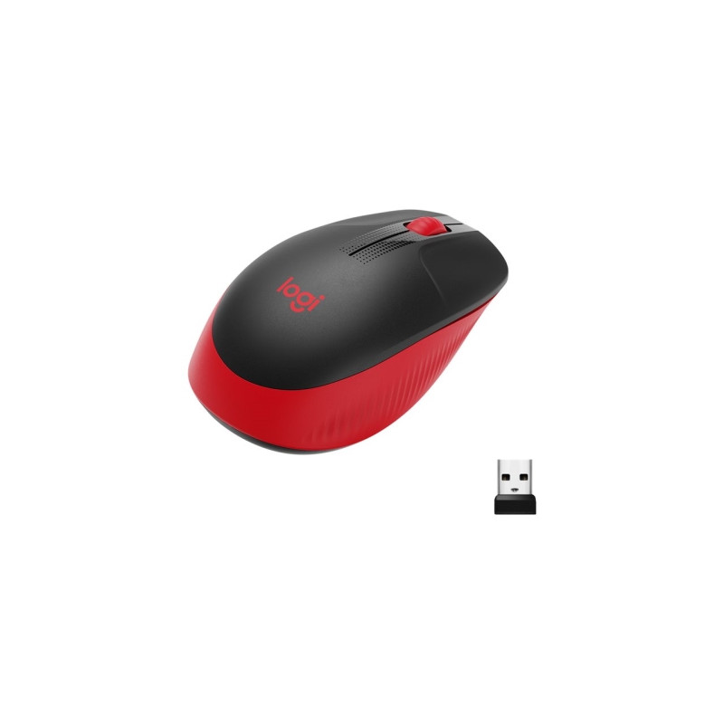 Logitech - Ratón óptico M190 - Inalámbrico - Rojo